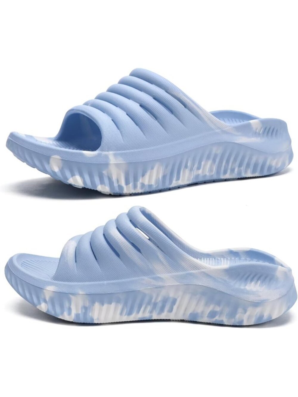 Women's Camo Blue Rubber Plantar Fascistic Support,Ladies Toe Sport Sandals